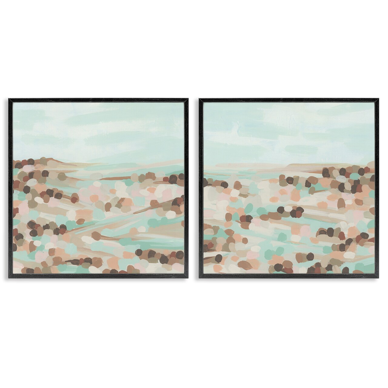 Stupell Industries Mint Pastel Abstract Vista 2 pc Framed Giclee Wall Art Set Design by June Erica Vess